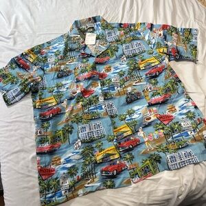 Aloha Republic Vibrant Scenic Hawaiian Men's Shirt 100% Cotton Made in USA